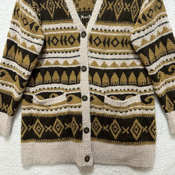 Frye Nordic Brown/Cream Button Front Sweater‎ Women's Size Large - Picture 5 of 12